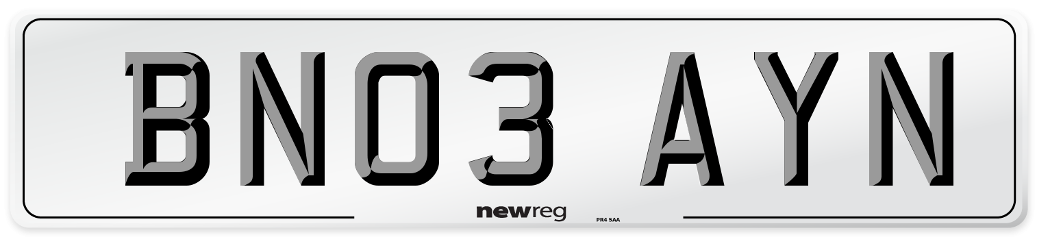 BN03 AYN Number Plate from New Reg